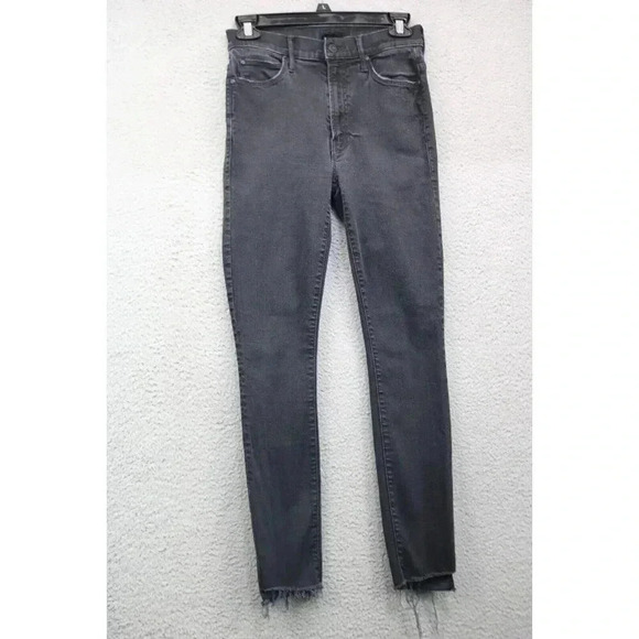Mother Black Denim Jeans Stunner Zip Ankle Step Fray-Size 25-Pockets - Picture 1 of 10